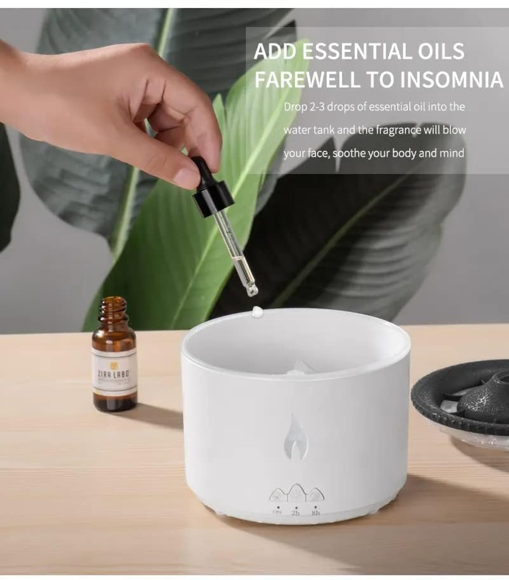 SCILLA Volcano Aromatherapy Humidifier with Flame & Light Timer